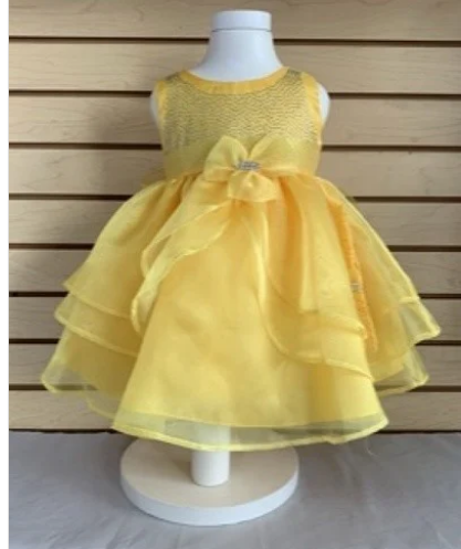 HUNCH-743 EAD STAIN BABY DRESS W/ RUFFLED ORGANZA SKIRT