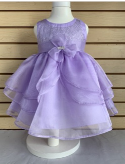 HUNCH-743 EAD STAIN BABY DRESS W/ RUFFLED ORGANZA SKIRT