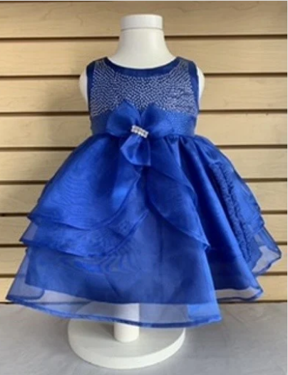 HUNCH-743 EAD STAIN BABY DRESS W/ RUFFLED ORGANZA SKIRT