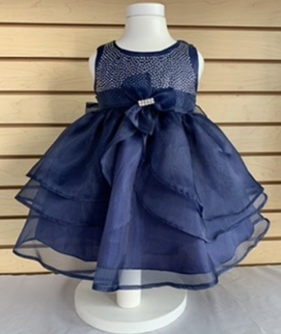 HUNCH-743 EAD STAIN BABY DRESS W/ RUFFLED ORGANZA SKIRT